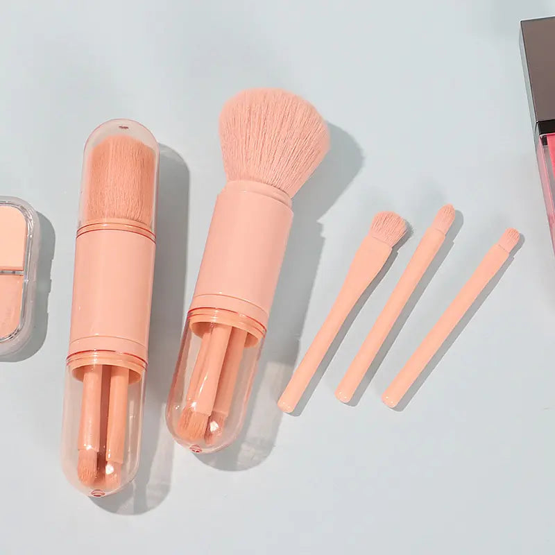 4-in-1 Retractable Mini Makeup Brush Set: Eye and Skin Tone Brushes