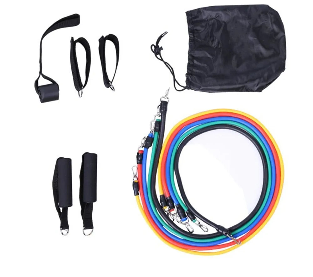 17-Piece Latex Resistance Bands Set for Crossfit, Yoga, and Fitness