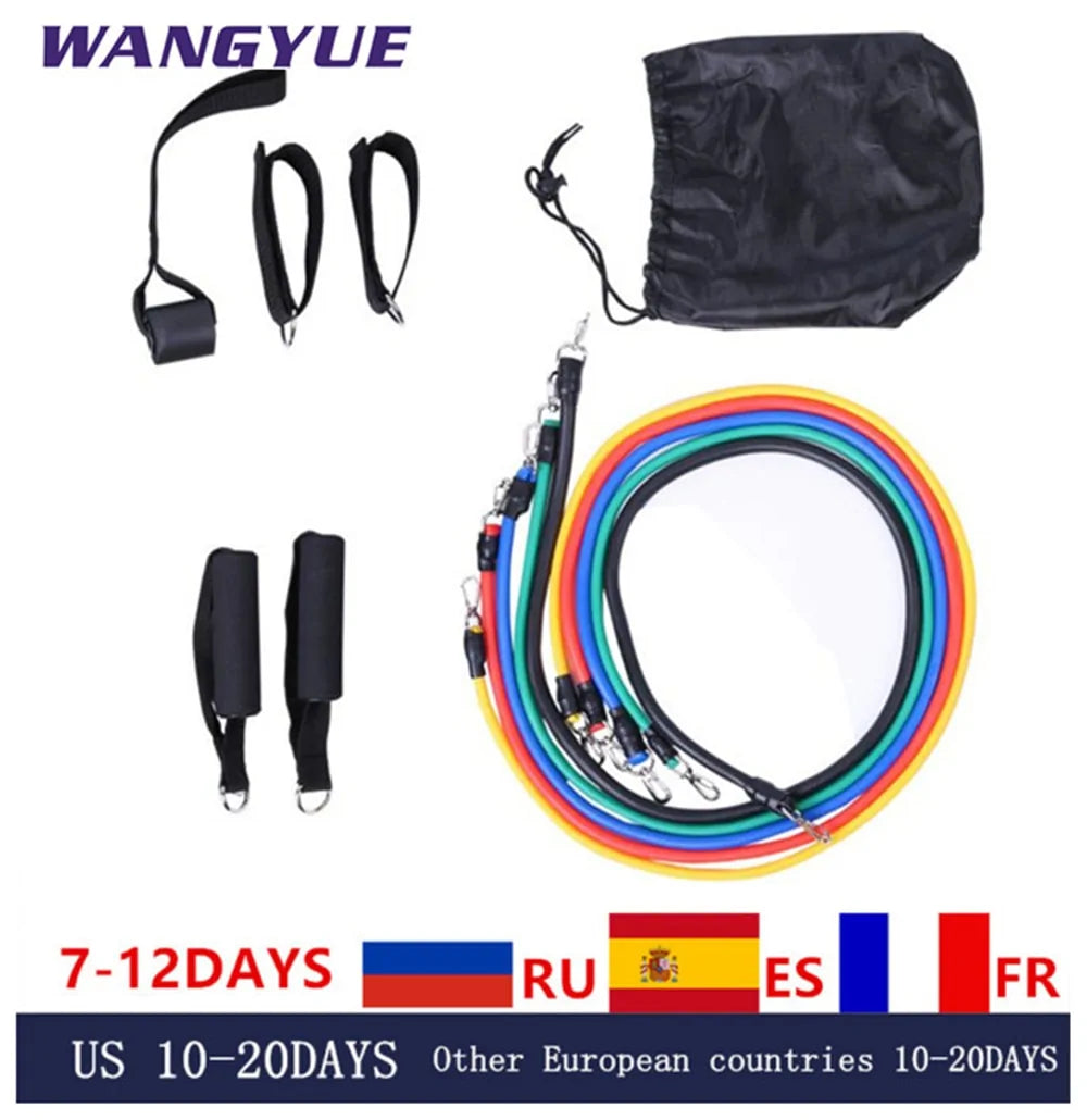 17-Piece Latex Resistance Bands Set for Crossfit, Yoga, and Fitness